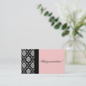 Elegant Black en Pink Damask Visitekaartje (Staand voorkant)