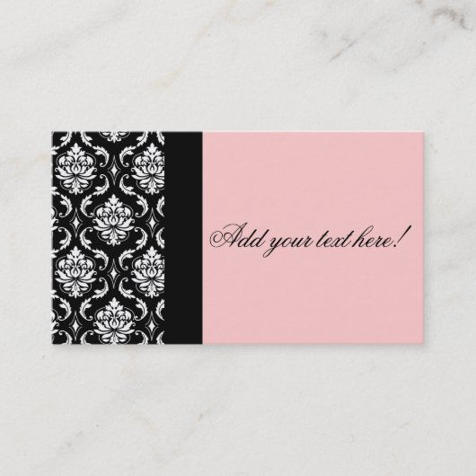 Elegant Black en Pink Damask Visitekaartje (Voorkant)