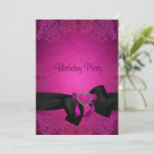 Elegant Black en Pink Fabulous 40th Birthday Kaart (Staand voorkant)