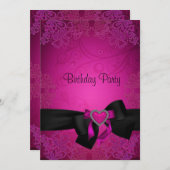 Elegant Black en Pink Fabulous 40th Birthday Kaart (Voorkant / Achterkant)
