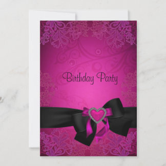 Elegant Black en Pink Fabulous 40th Birthday Kaart