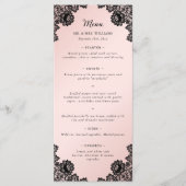 Elegant Black en Pink Floral Lace Wedding Menu (Voorkant)