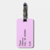 Elegant Black en Pink Floral Pattern Bagagelabel (Achterkant verticaal)