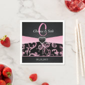 Elegant Black en Pink Floral Pattern Servet (Insitu)