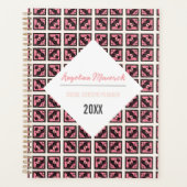 Elegant Black en Pink Square Flowers Patroon Planner (Voorkant)