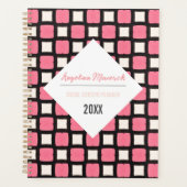 Elegant Black en Pink Square Pattern Planner (Voorkant)