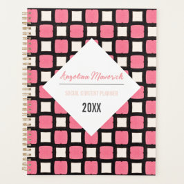 Elegant Black en Pink Square Pattern Planner