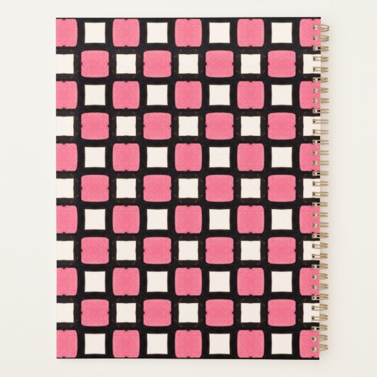 Elegant Black en Pink Square Pattern Planner (Achterkant)