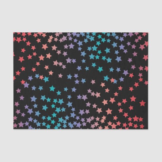 Elegant Black en Rainbow Stars Sterrennacht Sky Tissuepapier (Voorkant)