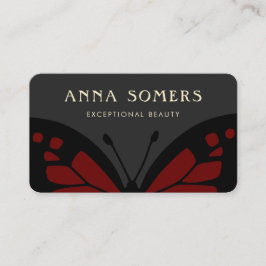 Elegant Black en Red Butterfly Visitekaartje