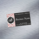 Elegant Black en Red Damask Visitekaartje Magneet (Voorbeeld)