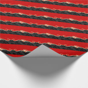 Elegant Black en Red Golden Hearts Romantic Cadeaupapier