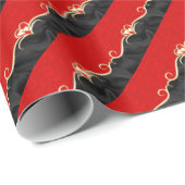 Elegant Black en Red Golden Hearts Romantic Cadeaupapier (Rol Hoek)