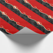 Elegant Black en Red Golden Hearts Romantic Cadeaupapier (Hoek)
