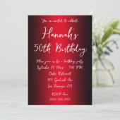 Elegant Black en Red Ombre 50th Birthday Kaart (Staand voorkant)