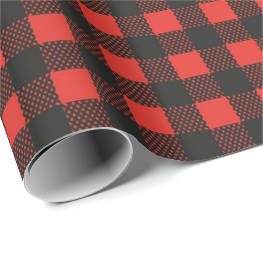 Elegant Black en Red Pset Gold-kerstpatroon Cadeaupapier (Rol Hoek)