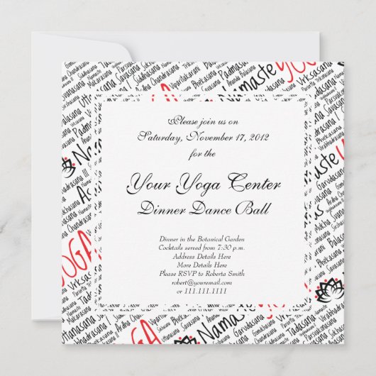 Elegant Black en Red Yoga Positions Lotus Blossom Kaart (Voorkant)