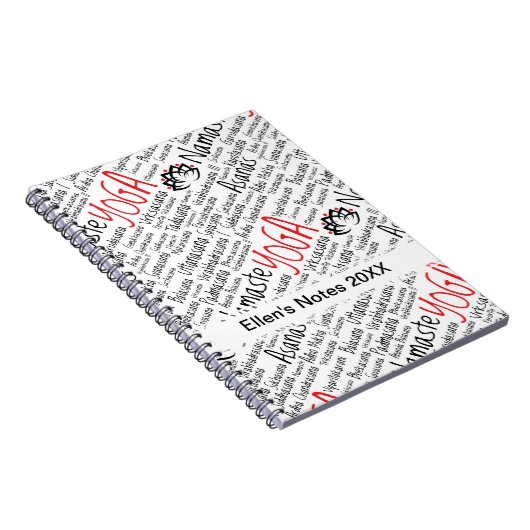 Elegant Black en Red Yoga Positions Lotus Blossom Notitieboek (Rechterzijde)