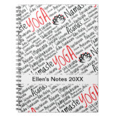 Elegant Black en Red Yoga Positions Lotus Blossom Notitieboek (Voorkant)