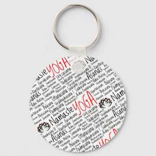 Elegant Black en Red Yoga Positions Lotus Blossom Sleutelhanger