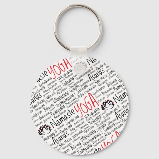 Elegant Black en Red Yoga Positions Lotus Blossom Sleutelhanger (Voorkant)
