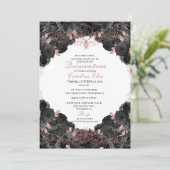 Elegant Black en Roos Gold Floral Quinceanera Kaart (Staand voorkant)