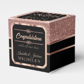 Elegant Black en Roos Gold Glitter Bedankdoosjes (Voorkant Zijde)