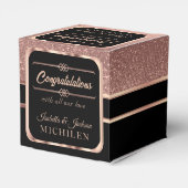 Elegant Black en Roos Gold Glitter Bedankdoosjes (Achterkant)