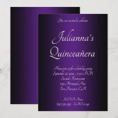 Elegant Black en Royal Paars Ombre Quinceañera Kaart (Voorkant / Achterkant)