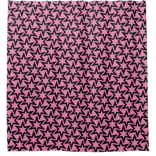 Elegant Black en roze Geometric Star Pattern Douchegordijn (Voorkant)