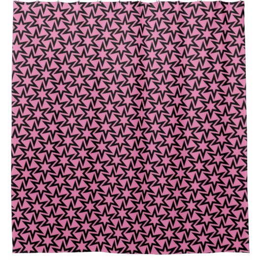 Elegant Black en roze Geometric Star Pattern Douchegordijn (Voorkant)