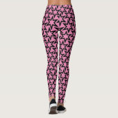 Elegant Black en roze Geometric Star Pattern Leggings (Achterkant)