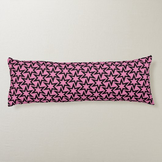 Elegant Black en roze Geometric Star Pattern Lichaamskussen (Achterkant)