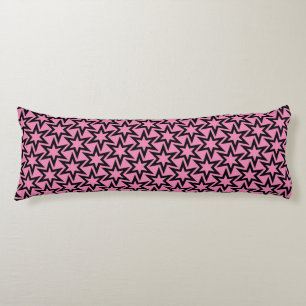 Elegant Black en roze Geometric Star Pattern Lichaamskussen