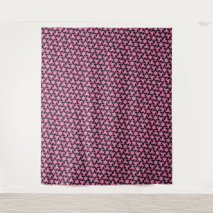 Elegant Black en roze Geometric Star Pattern Wandkleed