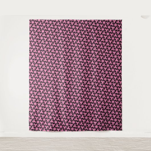 Elegant Black en roze Geometric Star Pattern Wandkleed (Voorkant)