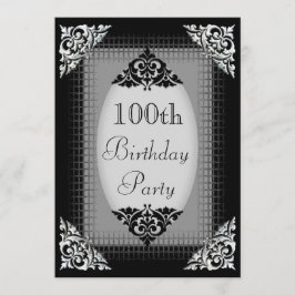 Elegant Black en Silver 100th Birthday Kaart