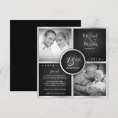 Elegant Black en Silver 15th Wedding Jubileum Kaart (Voorkant / Achterkant)