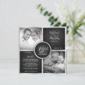 Elegant Black en Silver 15th Wedding Jubileum Kaart (Staand voorkant)