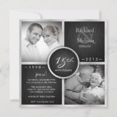 Elegant Black en Silver 15th Wedding Jubileum Kaart (Voorkant)