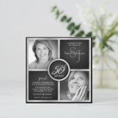Elegant Black en Silver 50th Birthday Foto Kaart (Staand voorkant)