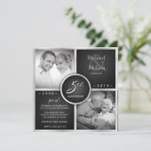 Elegant Black en Silver 5th Wedding Jubileum Kaart (Staand voorkant)