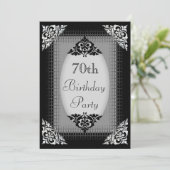 Elegant Black en Silver 70th Birthday Kaart (Staand voorkant)