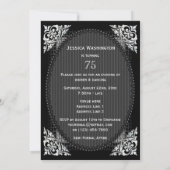 Elegant Black en Silver 75th Birthday Kaart (Achterkant)