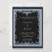 Elegant Black en Silver Art Deco Wedding Kaart (Voorkant)