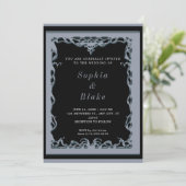 Elegant Black en Silver Art Deco Wedding Kaart (Staand voorkant)
