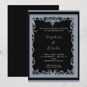 Elegant Black en Silver Art Deco Wedding Kaart (Voorkant / Achterkant)