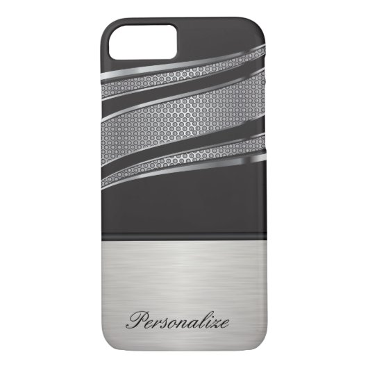 Elegant Black en Silver Chrome Mesh Case-Mate iPhone Case (Achterkant)