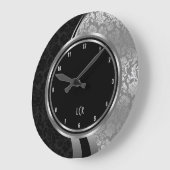 Elegant Black en Silver Damasers Silver Lijst Grote Klok (Hoek)