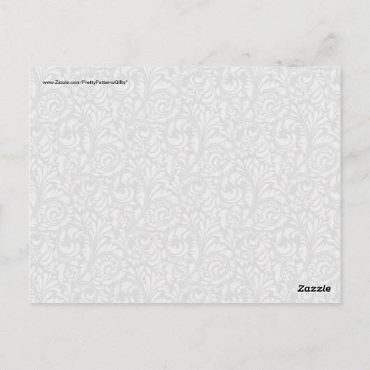 Elegant Black en Silver Damask Floral Pattern Briefkaart (Achterkant)